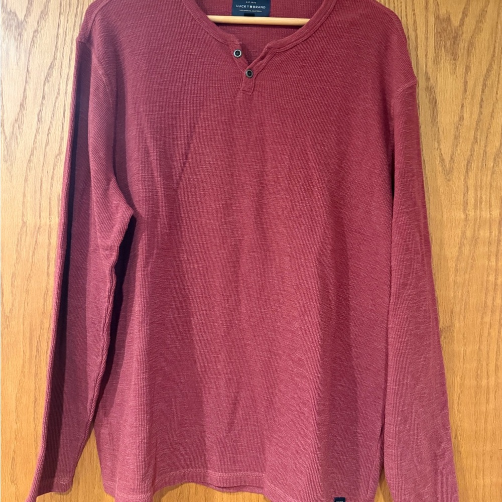 Lucky Brand Red Henley Shirt